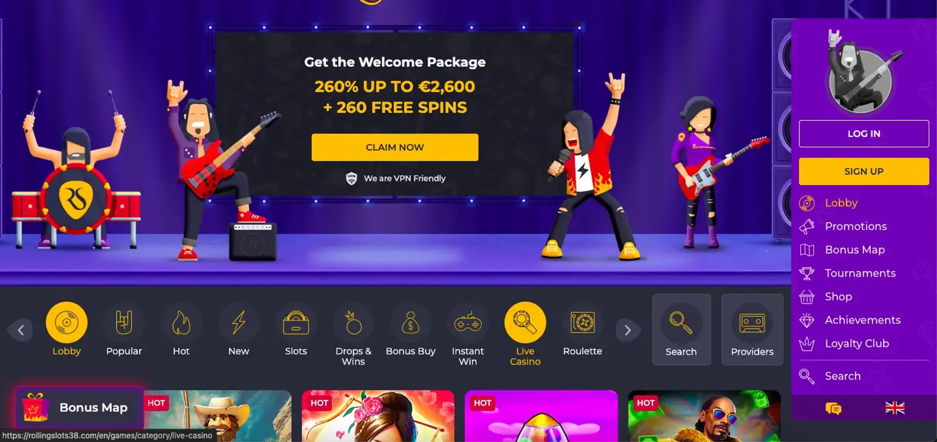 rolling slots casino bonus, rolling slots review