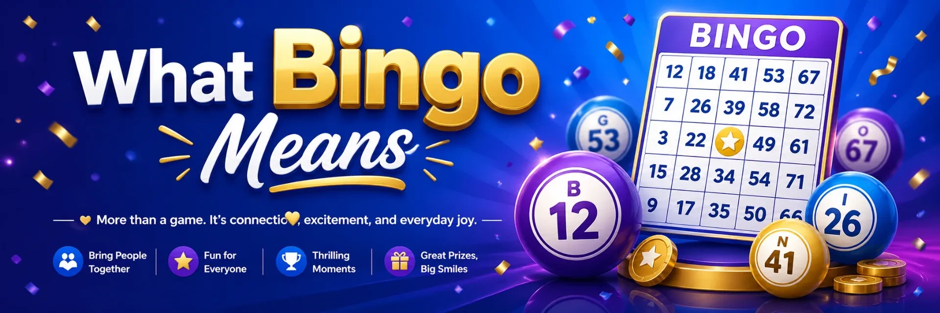 What bingo means explained with bingo balls cards and online bingo game examples